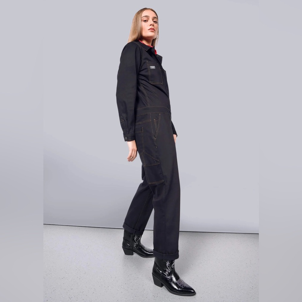 WILDFANG THE ESSENTIAL LONG SLEEVE COVERALL - S - NAVY DENIM - Picture 3 of 14